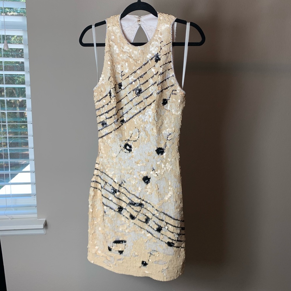 Music theme sequined mini dress